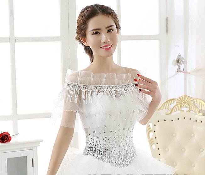 New Arrival Bride Elegant Lace Shawl Wedding Rhinestone Tassel Bridal Shoulder Chain Jewelry