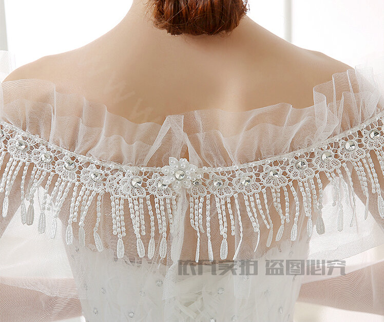 New Arrival Bride Elegant Lace Shawl Wedding Rhinestone Tassel Bridal Shoulder Chain Jewelry