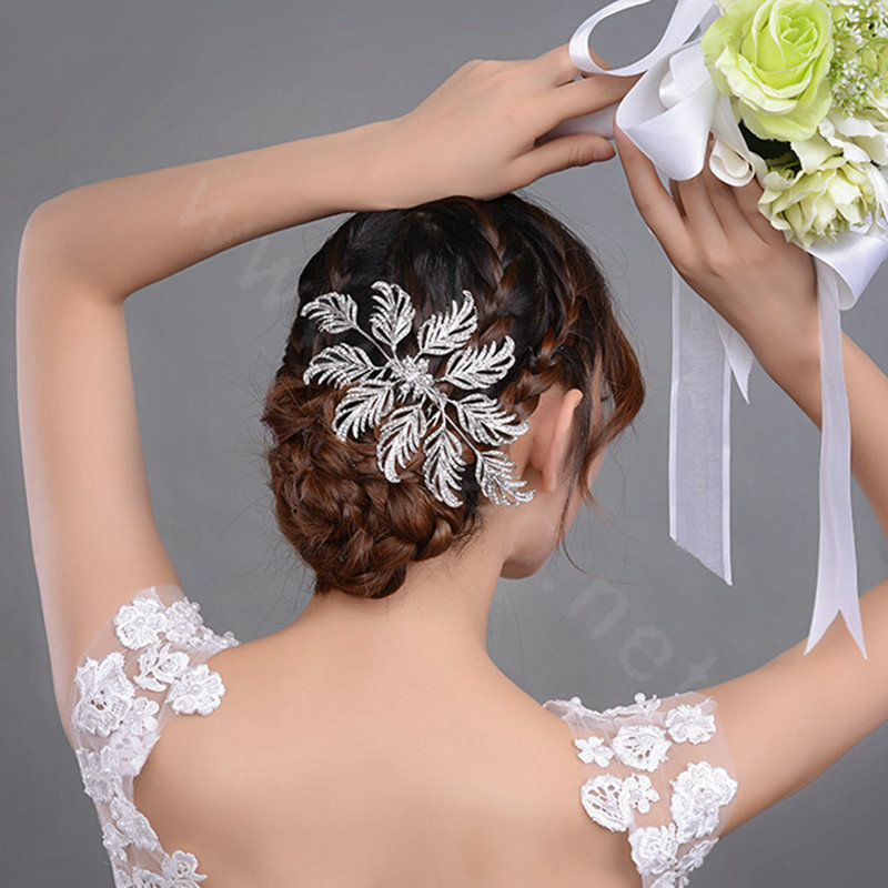 New Arrival Large Leaf Clear Crystal European Style Bridal Hair Combs Hairpin Wedding Hair Accessories