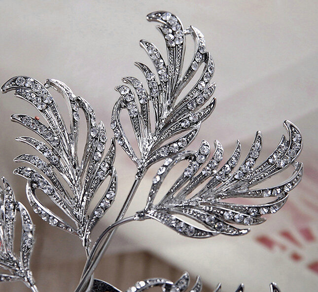 New Arrival Large Leaf Clear Crystal European Style Bridal Hair Combs Hairpin Wedding Hair Accessories