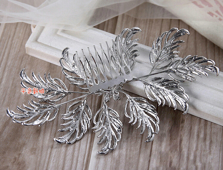 New Arrival Large Leaf Clear Crystal European Style Bridal Hair Combs Hairpin Wedding Hair Accessories