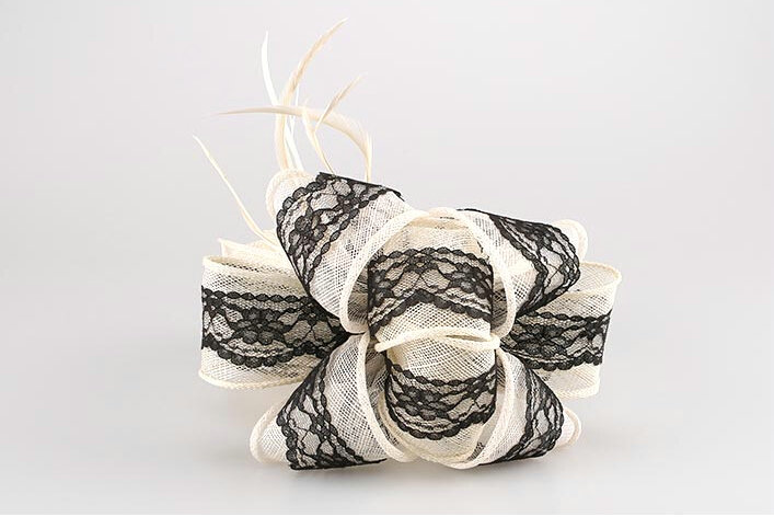 New British Aristocracy White/Black Lace Flax Bridal Flower Feathers Fascinator Wedding Dress Prom Hats