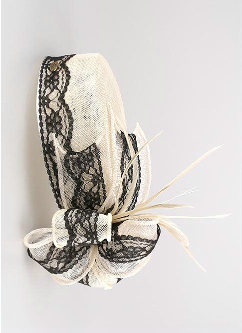 New British Aristocracy White/Black Lace Flax Bridal Flower Feathers Fascinator Wedding Dress Prom Hats
