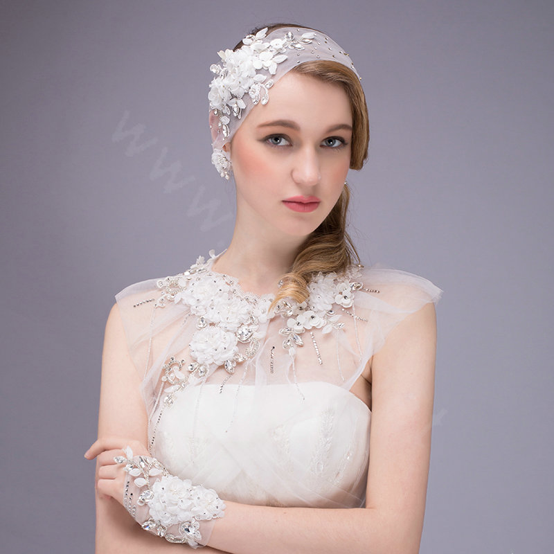 New Duchess Rhinestone Flower Lace Bridal Wristlet Wedding Dress Crystal Bracelet Chain Accessories