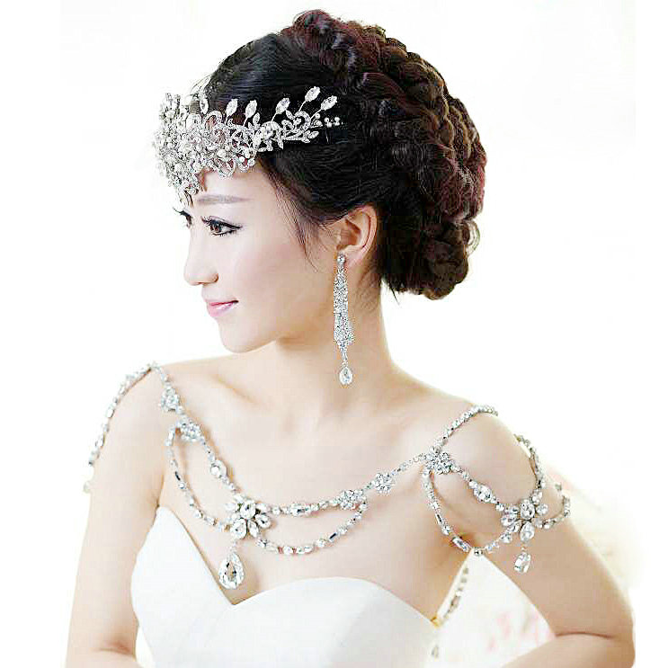 New Fashion Bride Body Chain Rhinestone Crystal Wedding Bridal Shoulder Chain Necklace Accessories