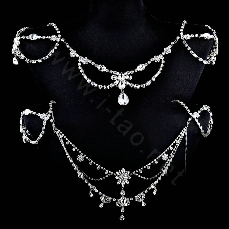 New Fashion Bride Body Chain Rhinestone Crystal Wedding Bridal Shoulder Chain Necklace Accessories