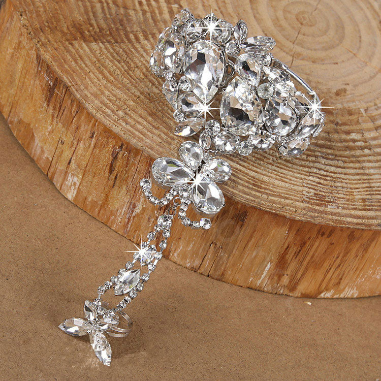 New Fashion Butterfly Designs Bridal Wrap Bracelet Big Rhinestone Wedding Bangle Chain Jewelry