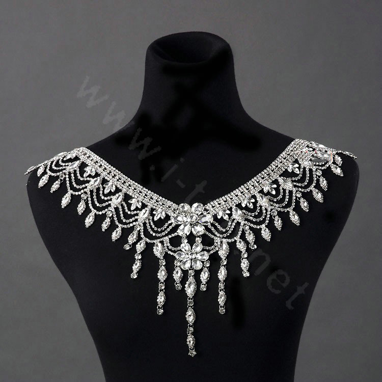 New Luxury Wedding Bride Crystal Bridal Chain Princess Platform Prom V Shoulder Necklace Jewelry