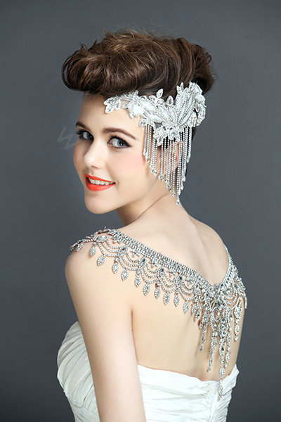 New Luxury Wedding Bride Crystal Bridal Chain Princess Platform Prom V Shoulder Necklace Jewelry