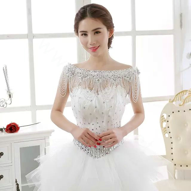 New Luxury Wedding Lace Flower Crystal Multi Layers Rhinestone Beads Tassel Bridal Shoulder Chain Strap jewelry