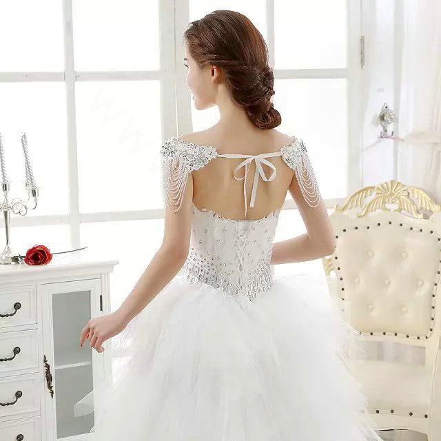 New Luxury Wedding Lace Flower Crystal Multi Layers Rhinestone Beads Tassel Bridal Shoulder Chain Strap jewelry