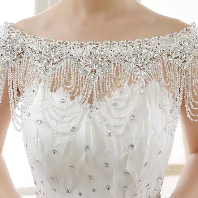 New Luxury Wedding Lace Flower Crystal Multi Layers Rhinestone Beads Tassel Bridal Shoulder Chain Strap jewelry
