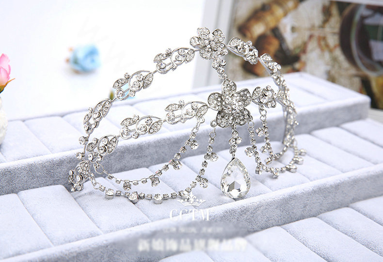 Newest Bohemia Style Flower Rhinestone Pendent Tassel Frontlet Bridal Headpiece Wedding Hair Accessories