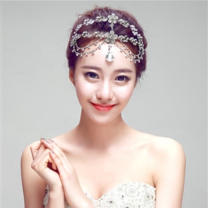 Newest Bohemia Style Flower Rhinestone Pendent Tassel Frontlet Bridal Headpiece Wedding Hair Accessories