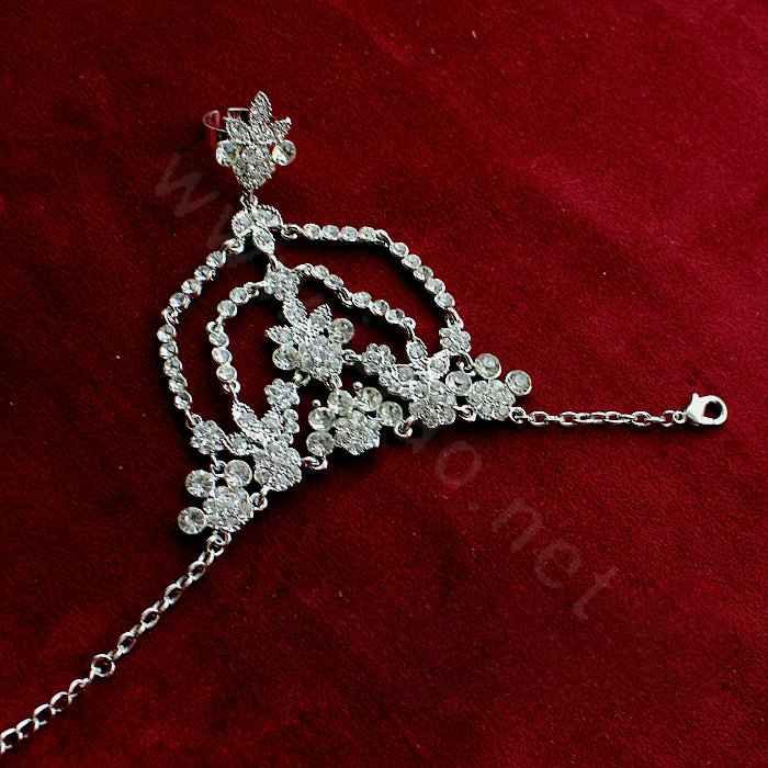 Newest Rhinestone Flower Bridal Wrap Bracelet Wedding Show Dress Crystal Bangle Chain Jewelry