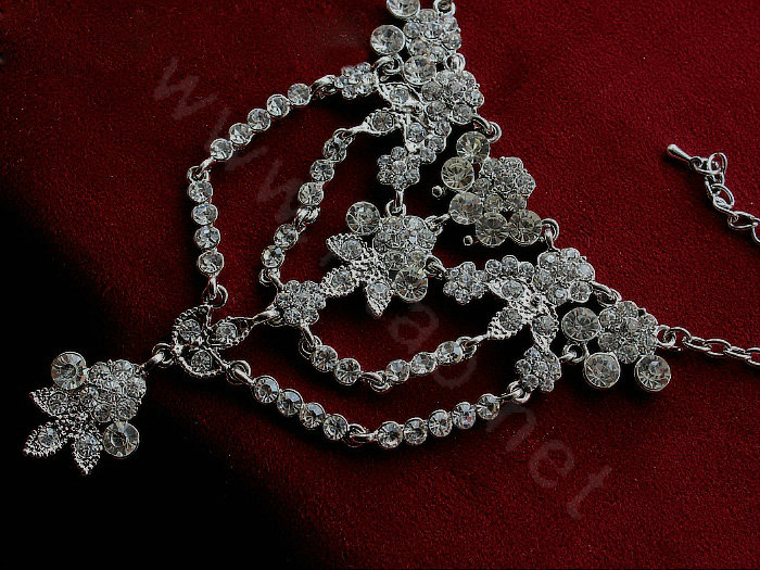 Newest Rhinestone Flower Bridal Wrap Bracelet Wedding Show Dress Crystal Bangle Chain Jewelry