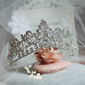 Oversize Flower Crystal Bride Wedding Tiaras Princess Rhinestone Pageant Crowns Hair Accessory