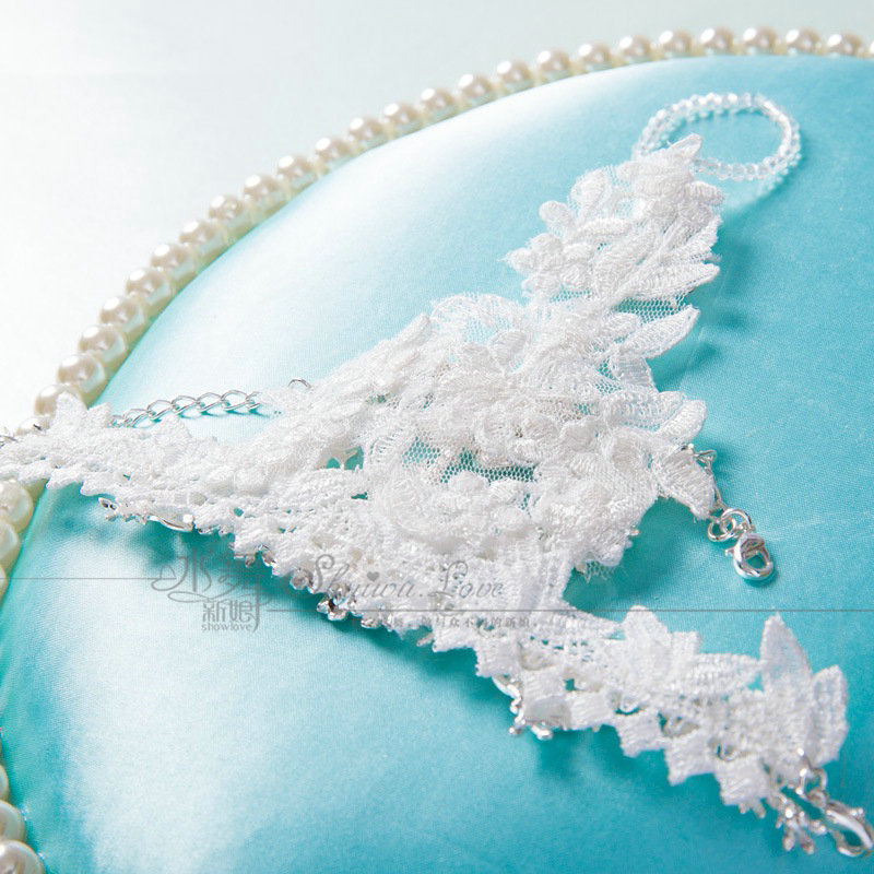 Popular Lace Flower Rhinestone Bridal Wristlet Wedding Show Dress Crystal Bracelet Chain Accessories