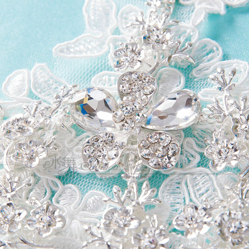 Popular Lace Flower Rhinestone Bridal Wristlet Wedding Show Dress Crystal Bracelet Chain Accessories