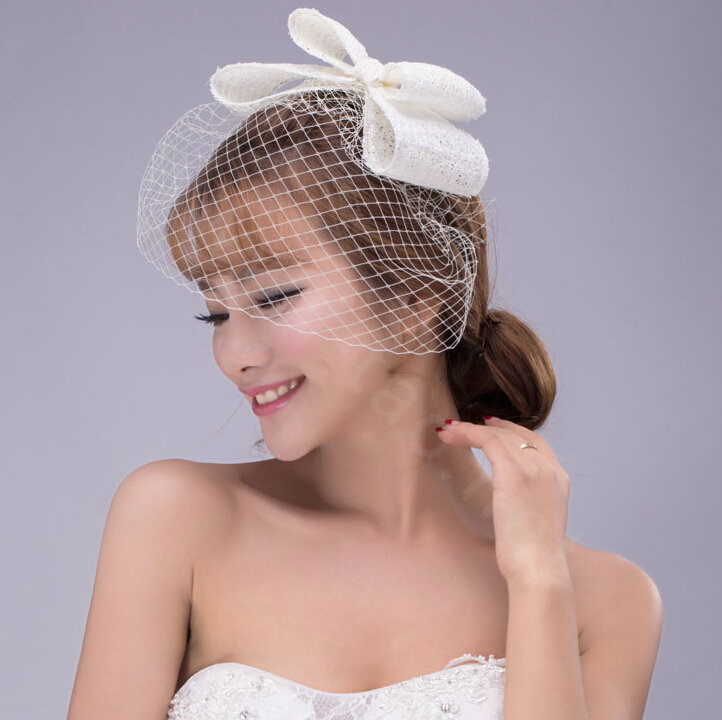 Princess Bowknot Gauze Bridal Fascinator Hair Clip Accessories Bride Wedding Dress Prom Face Veils