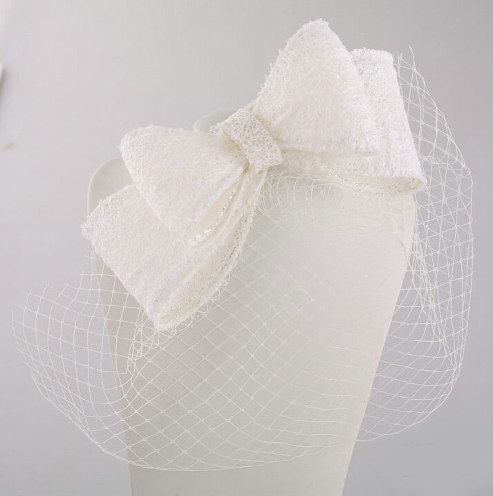 Princess Bowknot Gauze Bridal Fascinator Hair Clip Accessories Bride Wedding Dress Prom Face Veils