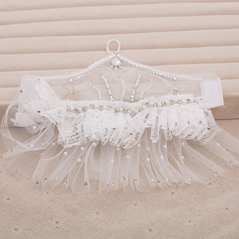 Princess Folds Lace Flower Bridal Wristlet Wedding Dress Rhinestone Pearl Bracelet Chain Accessories