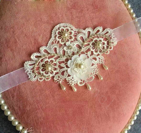 Princess Pearl Rhinestone Lace Flower Bridal Armlet Wedding Party Perform Bracelet Arm Chain Accessories