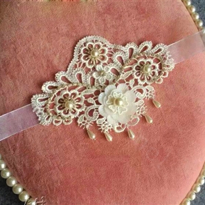 Princess Pearl Rhinestone Lace Flower Bridal Armlet Wedding Party Perform Bracelet Arm Chain Accessories