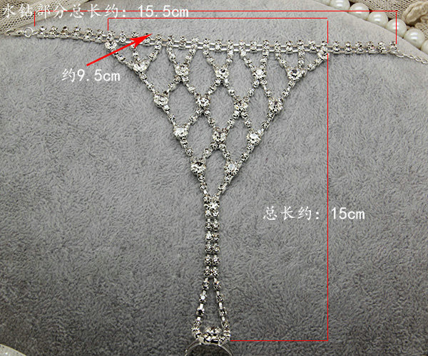 Simple Hollow Mesh Rhinestone with Ring Bracelet Bridal Wedding Crystal Stage Hand Chain Accessories