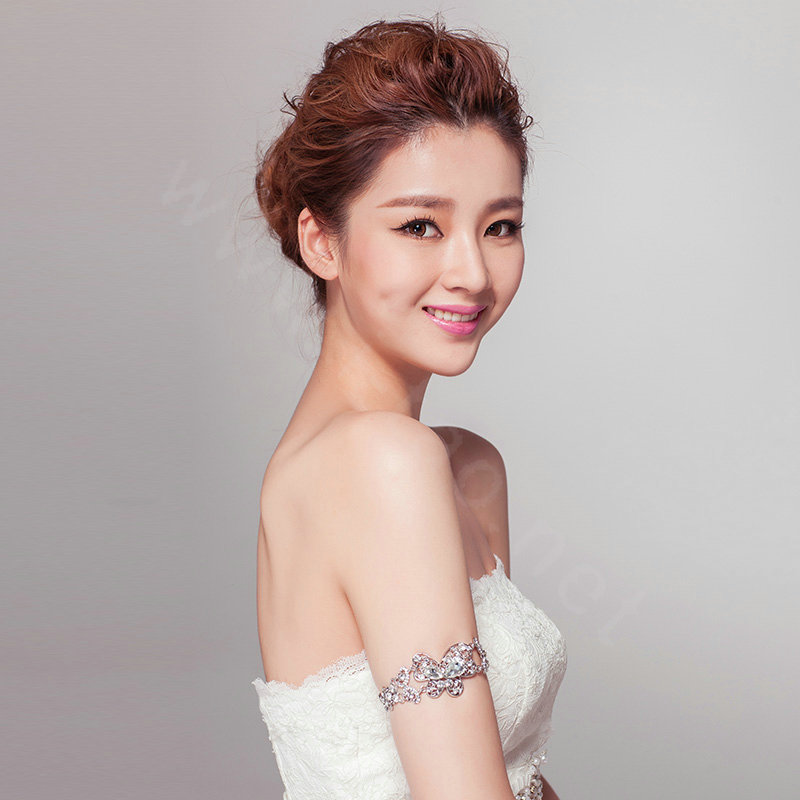 Sweety Style Rhinestone Butterfly Bridal Wedding Bracelet Crystal Armband Deco Armlet Chain