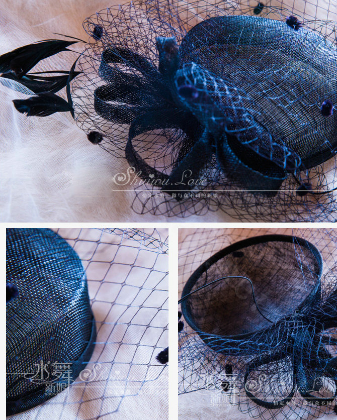 Vintage Bridal Flower Feathers Fascinator Wedding Accessories Prom Party Black Gauze Hats Face Veils
