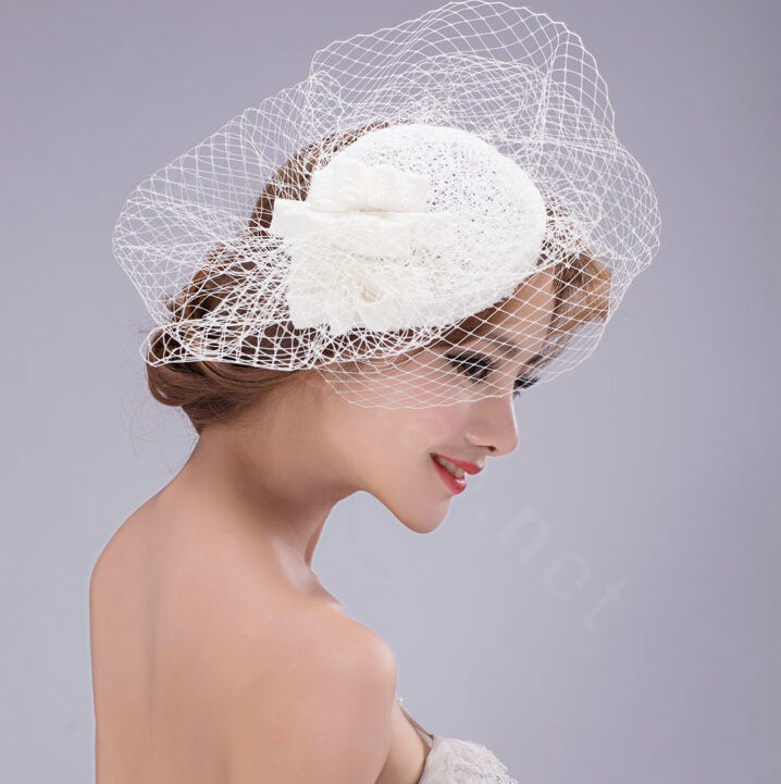 Vintage Gauze Bridal Fascinator Hair Clip Accessories Bride Wedding Dress Prom Hat Face Veils
