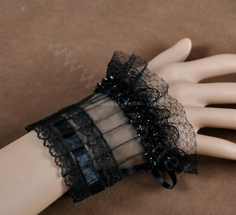 Vintage Gothic Style Rhinestone Black Lace Bridal Wristlet Wedding Dress Party Perform Bracelet Accessories