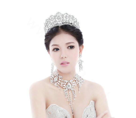 Vintage Peacock Crystal Tiaras Bridal Hair Accessories Wedding Pageant Large Rhinestone Crown