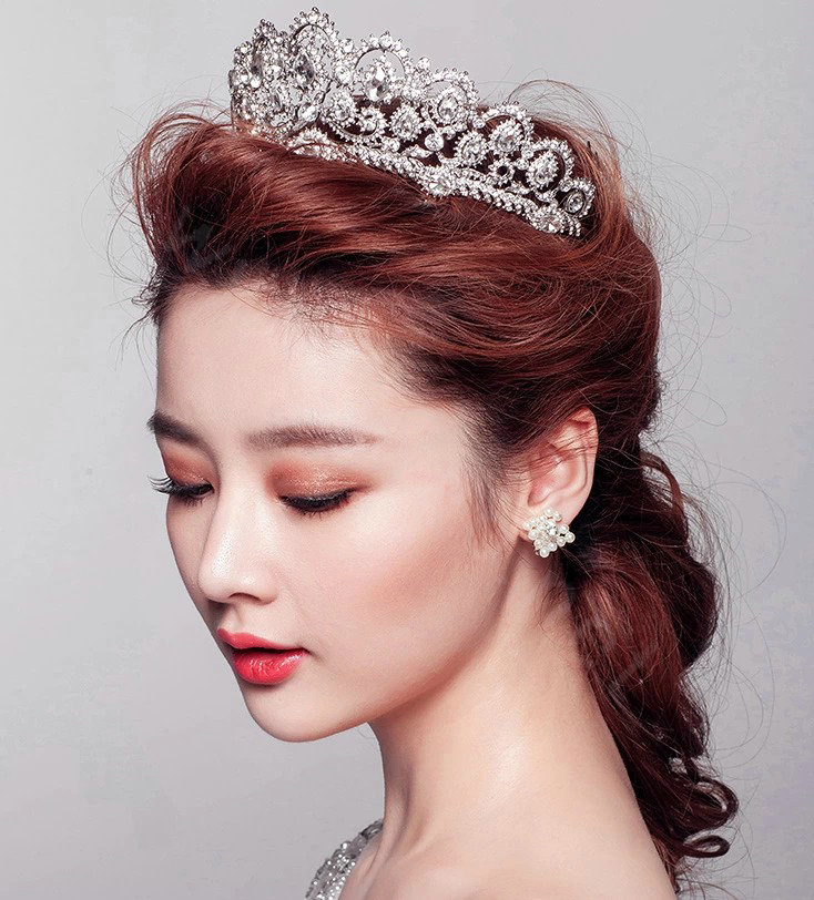 Vintage Peacock Crystal Tiaras Bridal Hair Accessories Wedding Pageant Large Rhinestone Crown