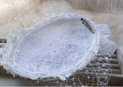 Vintage White Lace Flower Pearl Crystal Beads Bridal Fascinator Bride Wedding Dinner Party Hats Face Veils