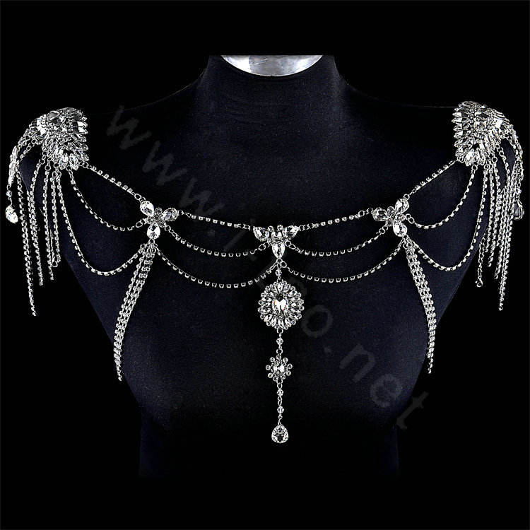 Wedding Crystal Tassel Luxury Multi Layers Rhinestone Bridal Shoulder Chain Strap Necklace jewelry