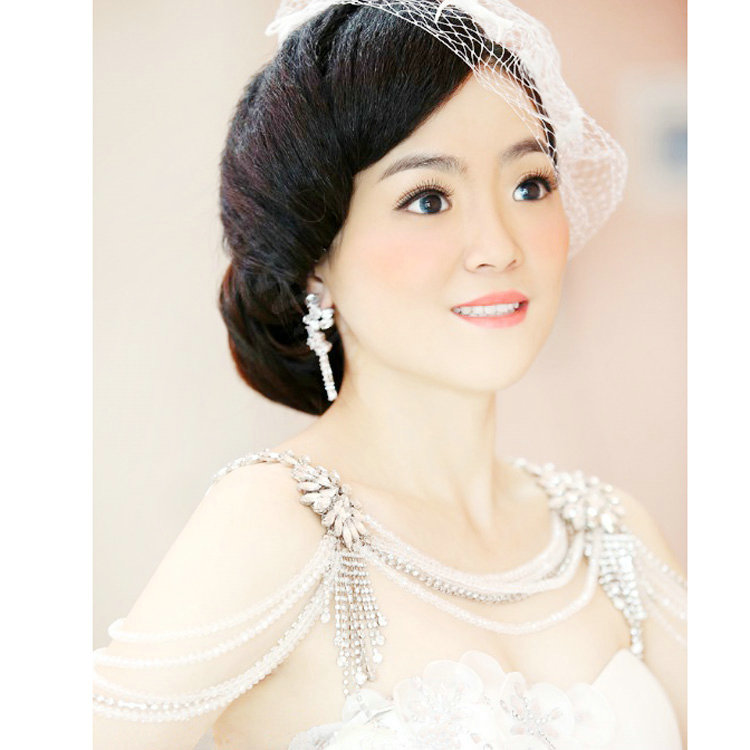 Wedding Flower Crystal Luxury Multi Layers Rhinestone Beads Bridal Shoulder Strap Necklace jewelry