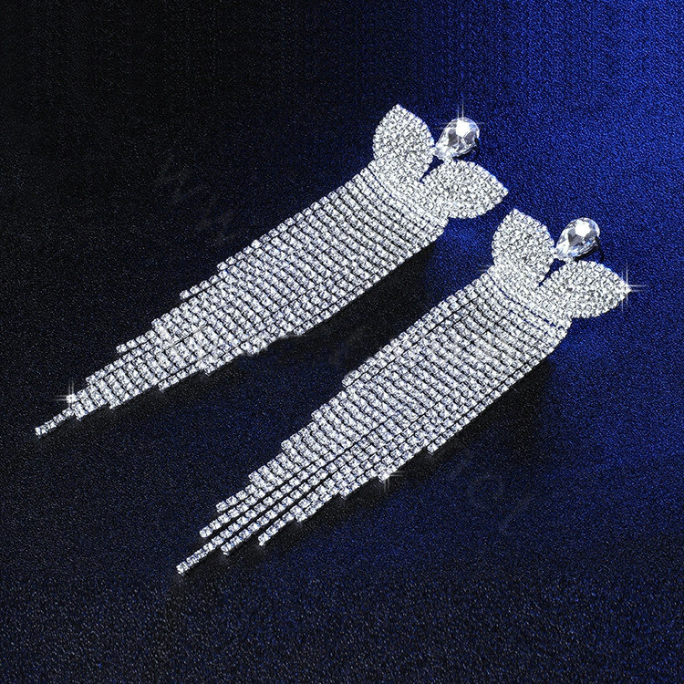 Butterfly Shape Wedding Jewelry Czech Rhinestone Crystal Bridal Long Earrings for Women Wedding Accessory Best Gift