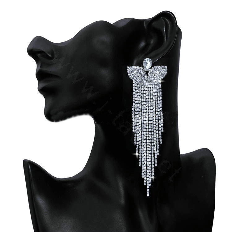 Butterfly Shape Wedding Jewelry Czech Rhinestone Crystal Bridal Long Earrings for Women Wedding Accessory Best Gift