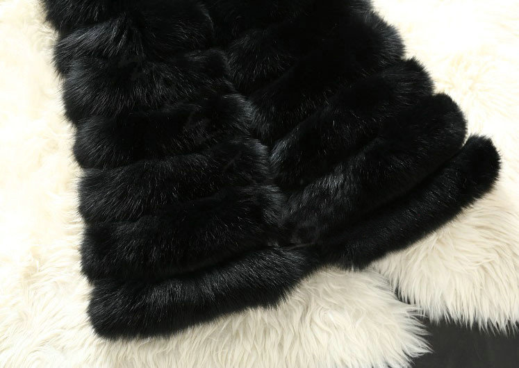 Calssic Luxury Genuine Real Whole Fox Fur Vest Fashion Women Medium-long Fur Gliet - Black