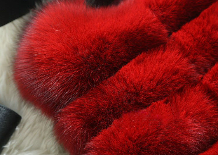 Calssic Luxury Genuine Real Whole Fox Fur Vest Fashion Women Medium-long Fur Gliet - Red