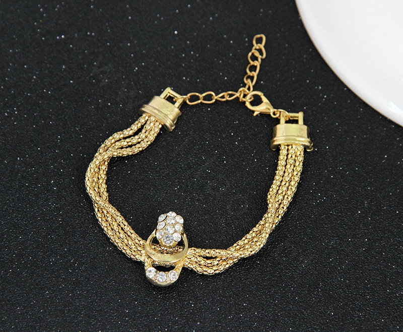 Elegant Wedding Party Jewelry Sets Crystal Gold Plated Bridal Pendant Necklace Earrings Bracelet Ring 4pcs/set