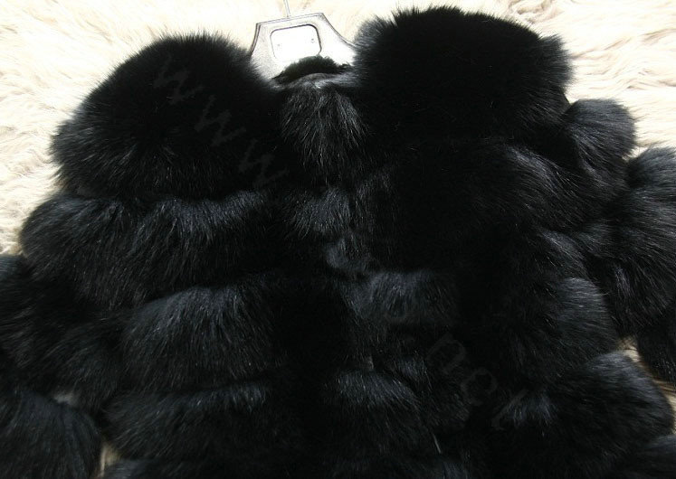 Extre Luxury Genuine Real Whole Fox Fur Coats Fashion Women Medium-long Fur Outerwear - Black