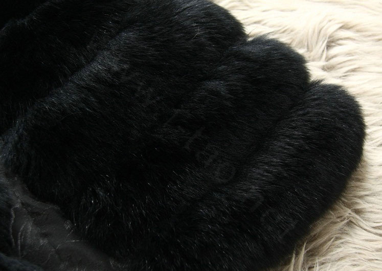 Extre Luxury Genuine Real Whole Fox Fur Coats Fashion Women Medium-long Fur Outerwear - Black