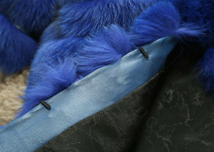 Extre Luxury Genuine Real Whole Fox Fur Coats Fashion Women Medium-long Fur Outerwear - Blue