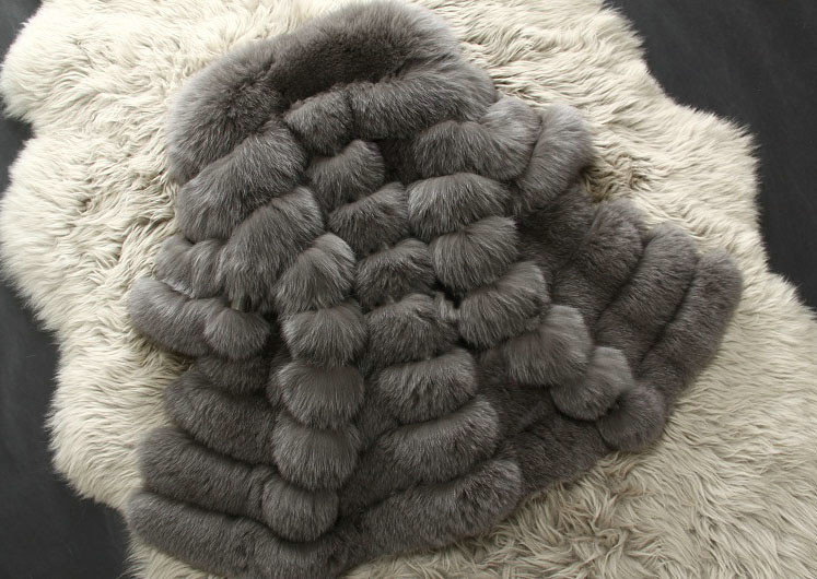Extre Luxury Genuine Real Whole Fox Fur Coats Fashion Women Medium-long Fur Outerwear - Grey