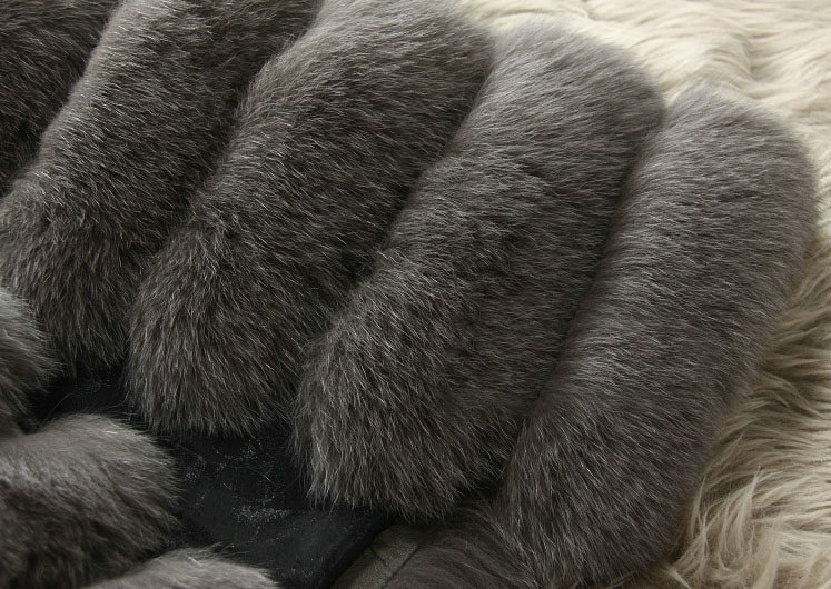 Extre Luxury Genuine Real Whole Fox Fur Coats Fashion Women Medium-long Fur Outerwear - Grey