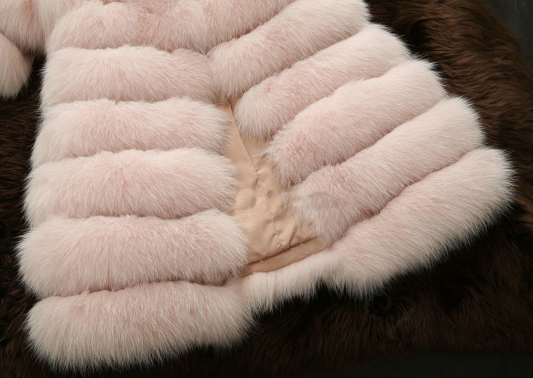 Extre Luxury Genuine Real Whole Fox Fur Coats Fashion Women Medium-long Fur Outerwear - Pink