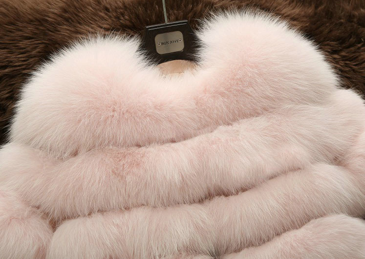 Extre Luxury Genuine Real Whole Fox Fur Coats Fashion Women Medium-long Fur Outerwear - Pink
